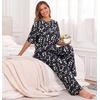 image:imagePrinStory Pajamas for Women Soft Pjs Lounge Set S4XLFpblack Daisy