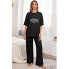 image:imagePrinStory Pajamas for Women Soft Pjs Lounge Set S4XLFpblack Letter Coffee