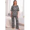 image:imagePrinStory Pajamas for Women Soft Pjs Lounge Set S4XLFpblack Tree Grain