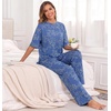 image:imagePrinStory Pajamas for Women Soft Pjs Lounge Set S4XLFpblue Cyan Vines