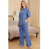 image:imagePrinStory Pajamas for Women Soft Pjs Lounge Set S4XLFpblue Cyan Vines