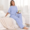 image:imagePrinStory Pajamas for Women Soft Pjs Lounge Set S4XLFpspot Blue