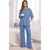 image:imagePrinStory Pajamas for Women Soft Pjs Lounge Set S4XLGray Blue