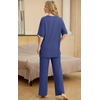 image:imagePrinStory Pajamas for Women Soft Pjs Lounge Set S4XLNavy Blue