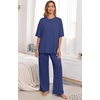 image:imagePrinStory Pajamas for Women Soft Pjs Lounge Set S4XLNavy Blue