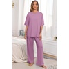 image:imagePrinStory Pajamas for Women Soft Pjs Lounge Set S4XLPurple Red