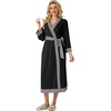image:imagePrinStory Robes for Women Long Soft Robe Lightweight Bathrobe S2XLBlack