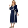 image:imagePrinStory Robes for Women Long Soft Robe Lightweight Bathrobe S2XLNavy Blue