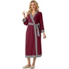 image:imagePrinStory Robes for Women Long Soft Robe Lightweight Bathrobe S2XLWine Red