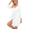image:imagePrinStory Robes for Women Short Knit Bathrobe S2XLA05 White