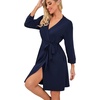 image:imagePrinStory Robes for Women Short Knit Bathrobe S2XLB02 Navy Blue