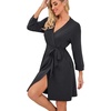 image:imagePrinStory Robes for Women Short Knit Bathrobe S2XLB05 Dark Gray