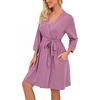 image:imagePrinStory Robes for Women Short Knit Bathrobe S2XLLight Purple Red