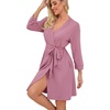 image:imagePrinStory Robes for Women Short Knit Bathrobe S2XLLight Purple Red