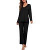 image:imagePrinStory Womens Pajama Sets Long Pjs Soft Lounge SetsBlack