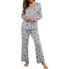 image:imagePrinStory Womens Pajama Sets Long Pjs Soft Lounge SetsBlack Star Gray