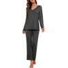 image:imagePrinStory Womens Pajama Sets Long Pjs Soft Lounge SetsDark Gray