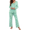 image:imagePrinStory Womens Pajama Sets Long Pjs Soft Lounge SetsFpgreen Butterfly