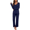 image:imagePrinStory Womens Pajama Sets Long Pjs Soft Lounge SetsNavy Blue
