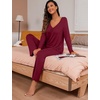 image:imagePrinStory Womens Pajama Sets Long Pjs Soft Lounge SetsWine Red
