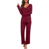 image:imagePrinStory Womens Pajama Sets Long Pjs Soft Lounge SetsWine Red