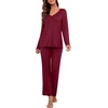 image:imagePrinStory Womens Pajama Sets Long Pjs Soft Lounge SetsWine Red