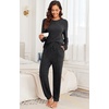 image:imagePrinStory Womens Pajama Sets Loose Pjs 2 Piece Lounge SetBlack Grey