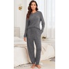 image:imagePrinStory Womens Pajama Sets Loose Pjs 2 Piece Lounge SetDark Gray