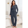 image:imagePrinStory Womens Pajama Sets Loose Pjs 2 Piece Lounge SetDeep Gray Blue