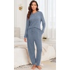 image:imagePrinStory Womens Pajama Sets Loose Pjs 2 Piece Lounge SetGray Blue