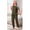 image:imagePrinStory Womens Pajama Sets Raglan Short Sleeve Pjs 2 Piece Lounge SetArmy Green