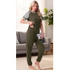 image:imagePrinStory Womens Pajama Sets Raglan Short Sleeve Pjs 2 Piece Lounge SetArmy Green