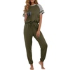 image:imagePrinStory Womens Pajama Sets Raglan Short Sleeve Pjs 2 Piece Lounge SetArmy Green