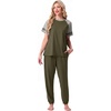 image:imagePrinStory Womens Pajama Sets Raglan Short Sleeve Pjs 2 Piece Lounge SetArmy Green