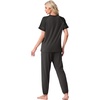 image:imagePrinStory Womens Pajama Sets Raglan Short Sleeve Pjs 2 Piece Lounge SetDark Gray