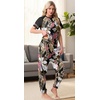 image:imagePrinStory Womens Pajama Sets Raglan Short Sleeve Pjs 2 Piece Lounge SetFpbig Leaf Pink