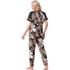 image:imagePrinStory Womens Pajama Sets Raglan Short Sleeve Pjs 2 Piece Lounge SetFpbig Leaf Pink