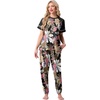 image:imagePrinStory Womens Pajama Sets Raglan Short Sleeve Pjs 2 Piece Lounge SetFpbig Leaf Pink