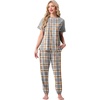 image:imagePrinStory Womens Pajama Sets Raglan Short Sleeve Pjs 2 Piece Lounge SetFpgray White Plaid