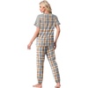 image:imagePrinStory Womens Pajama Sets Raglan Short Sleeve Pjs 2 Piece Lounge SetFpgray White Plaid