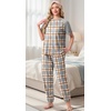 image:imagePrinStory Womens Pajama Sets Raglan Short Sleeve Pjs 2 Piece Lounge SetFpgray White Plaid