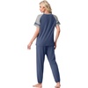 image:imagePrinStory Womens Pajama Sets Raglan Short Sleeve Pjs 2 Piece Lounge SetGray Blue