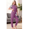 image:imagePrinStory Womens Pajama Sets Raglan Short Sleeve Pjs 2 Piece Lounge SetPurple Red