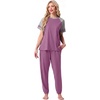 image:imagePrinStory Womens Pajama Sets Raglan Short Sleeve Pjs 2 Piece Lounge SetPurple Red