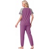 image:imagePrinStory Womens Pajama Sets Raglan Short Sleeve Pjs 2 Piece Lounge SetPurple Red