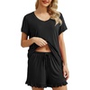 image:imagePrinStory Womens Pajama Sets Soft Pjs Set Lounge Set with Pockets S2XLBlack