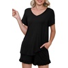image:imagePrinStory Womens Pajama Sets Soft Pjs Set Lounge Set with Pockets S2XLBlack