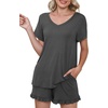 image:imagePrinStory Womens Pajama Sets Soft Pjs Set Lounge Set with Pockets S2XLDark Gray