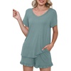 image:imagePrinStory Womens Pajama Sets Soft Pjs Set Lounge Set with Pockets S2XLHaze Blue