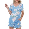 image:imagePrinStory Womens Pajama Sets Soft Pjs Set Lounge Set with Pockets S2XLKapok Light Blue